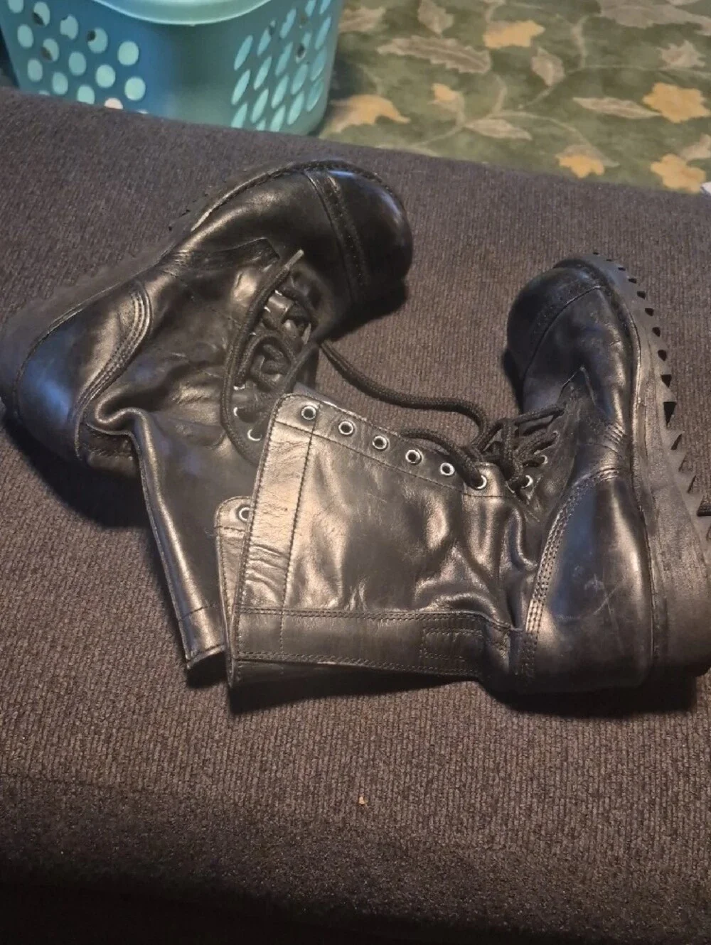 Men's Black Leather Lace-Up Work Boots